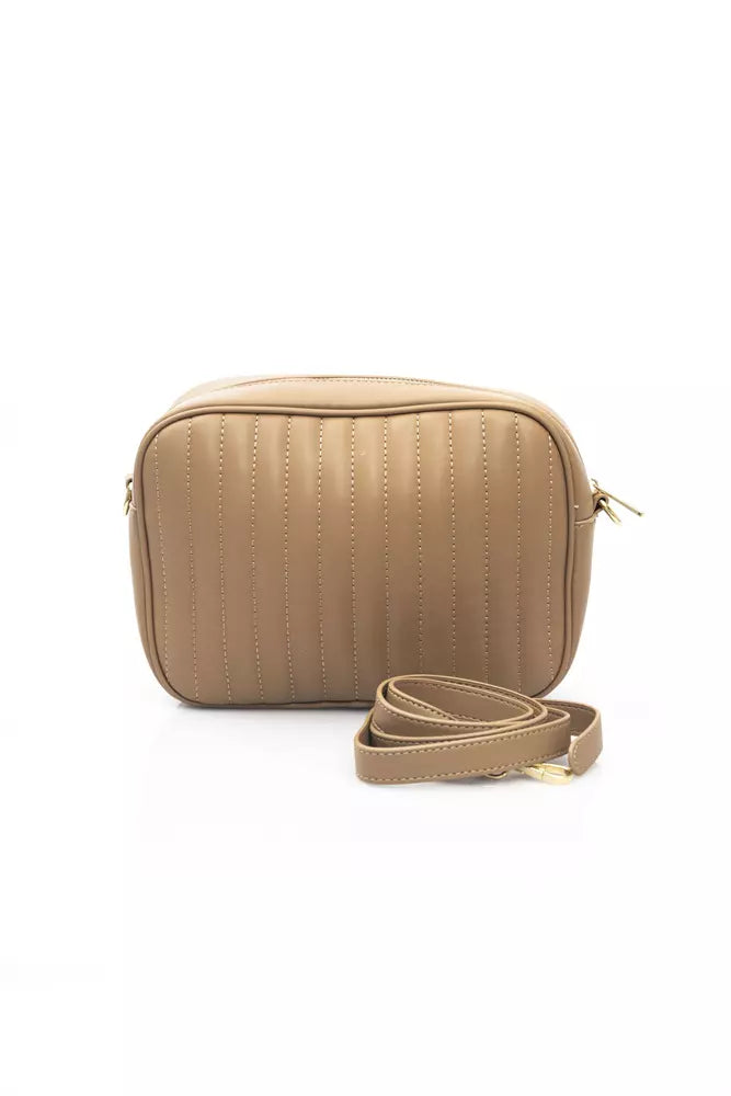 Beige Polyethylene Women Shoulder Bag