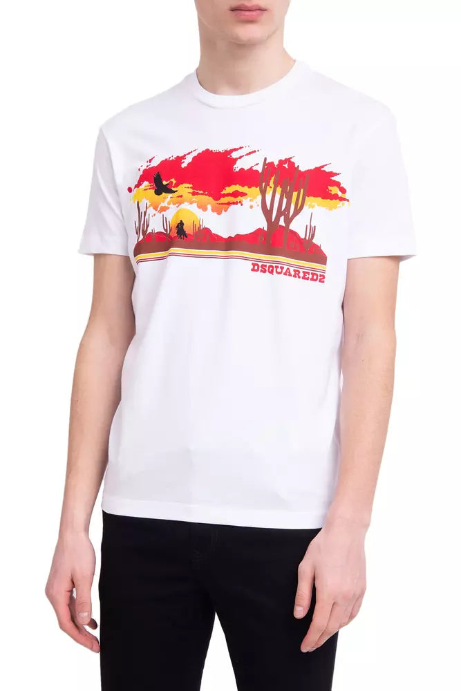 Exclusive White Logo Cotton Tee for Men