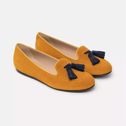 Chic Suede Tassel Moccasins in Ocher Yellow