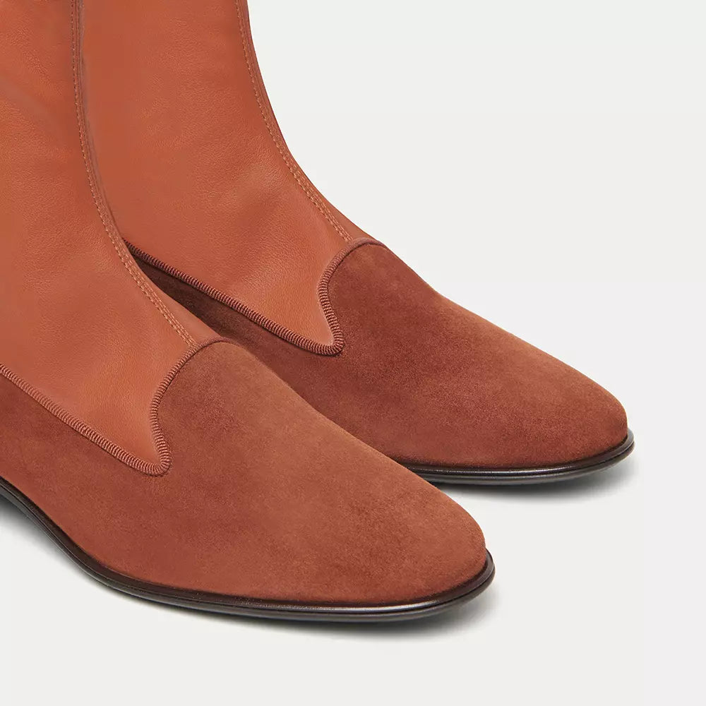 Elegant Suede Ankle Boots in Rich Brown