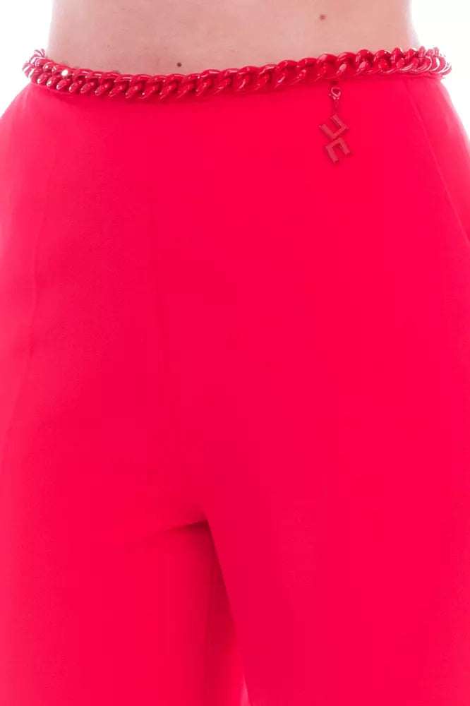 Chic Pink Crepe Trousers with Side Chain Detail