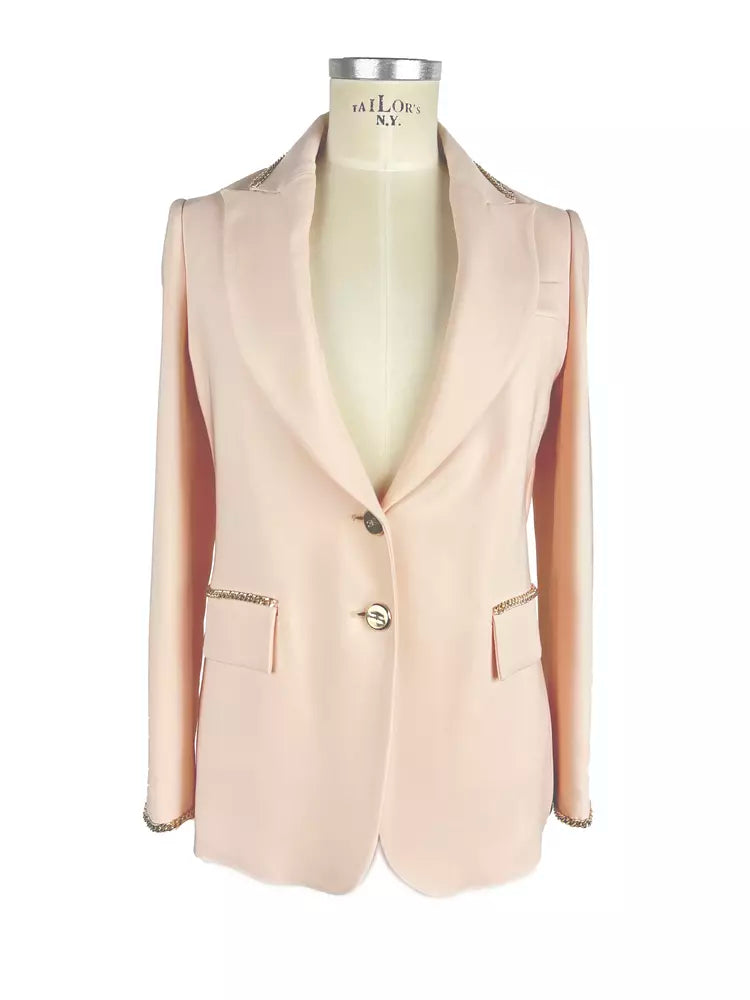 Chic Blush Blazer with Gold Detailing