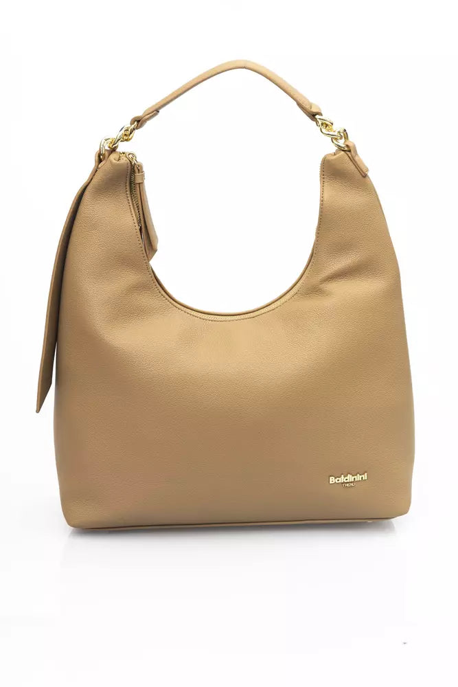 Beige Polyethylene Women Shoulder Bag