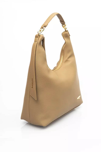 Beige Polyethylene Women Shoulder Bag