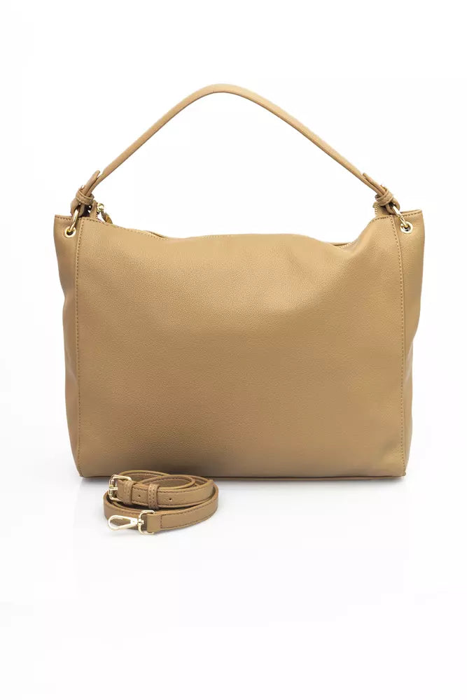 Beige Polyethylene Women Shoulder Bag