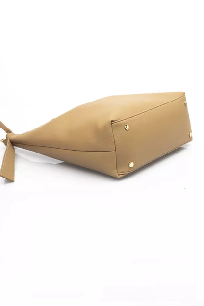 Beige Polyethylene Women Shoulder Bag