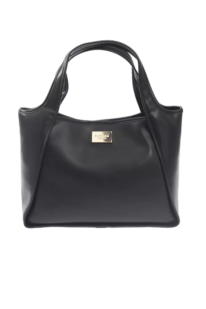 Black Polyurethane Women Handbag