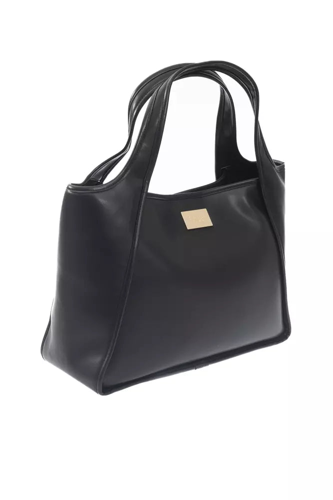 Black Polyurethane Women Handbag