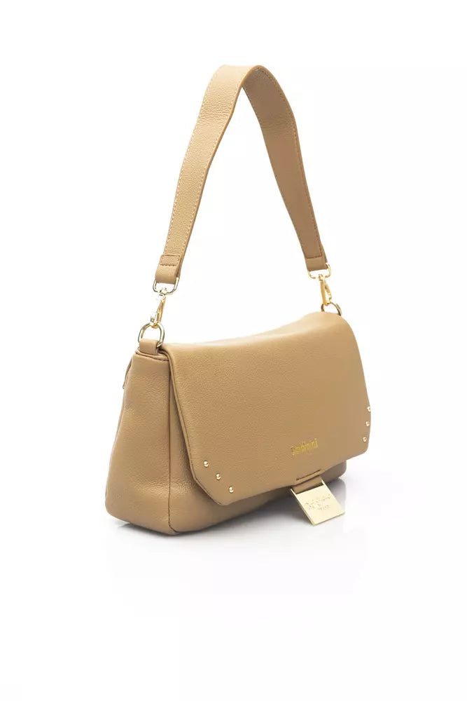 Beige Polyethylene Women Shoulder Bag