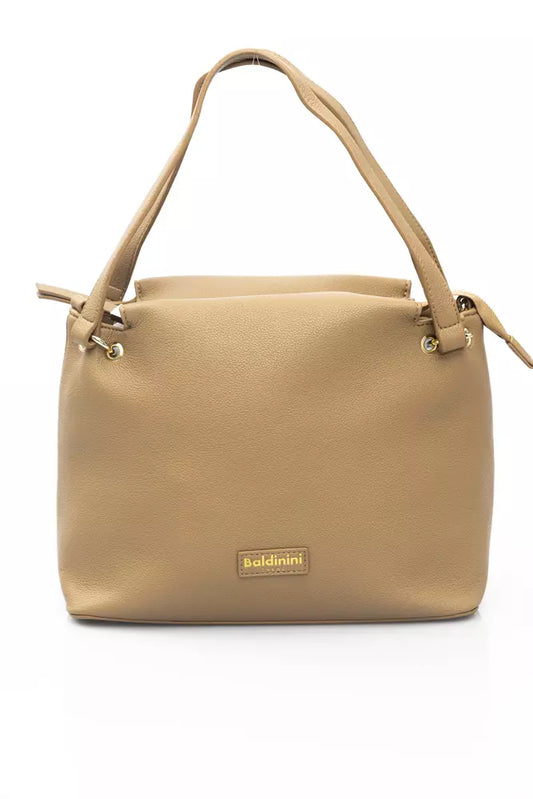 Beige Polyethylene Women Shoulder Bag