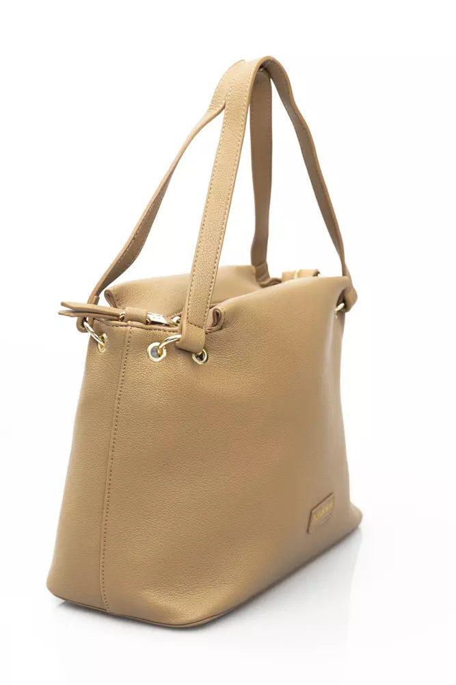 Beige Polyethylene Women Shoulder Bag