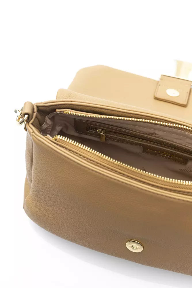 Beige Polyethylene Women Shoulder Bag