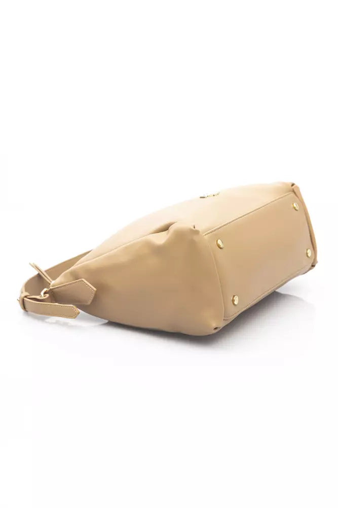 Beige Polyethylene Women Handbag