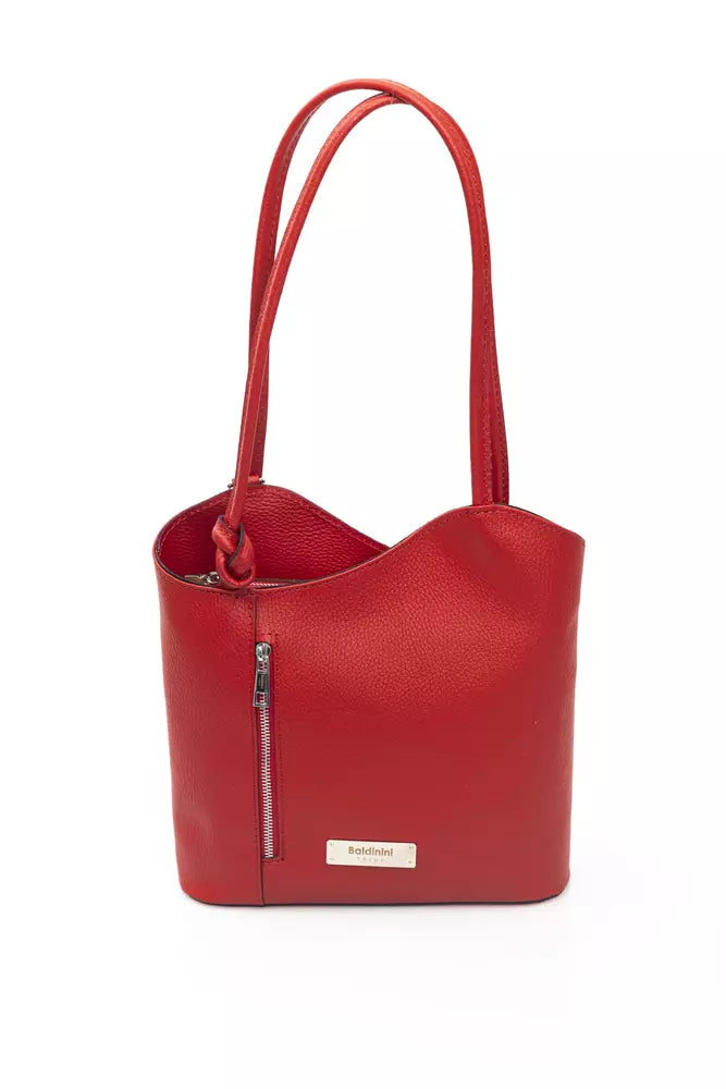 Red Leather Women Shoulder Bag