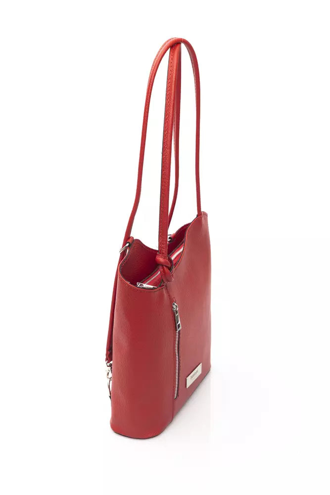 Red Leather Women Shoulder Bag