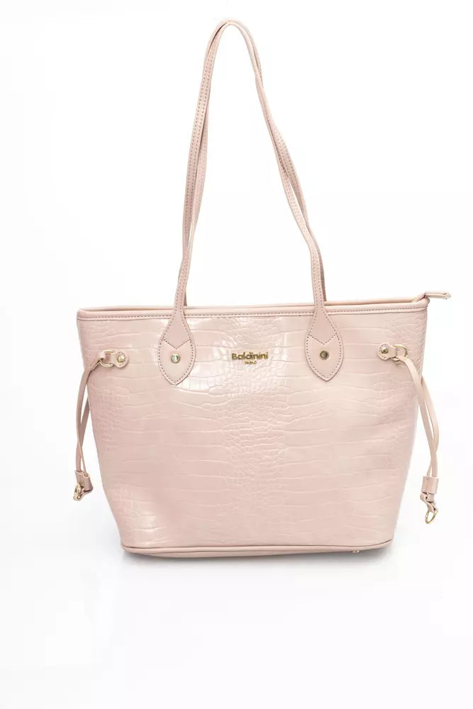 Pink Polyethylene Women Shoulder Bag