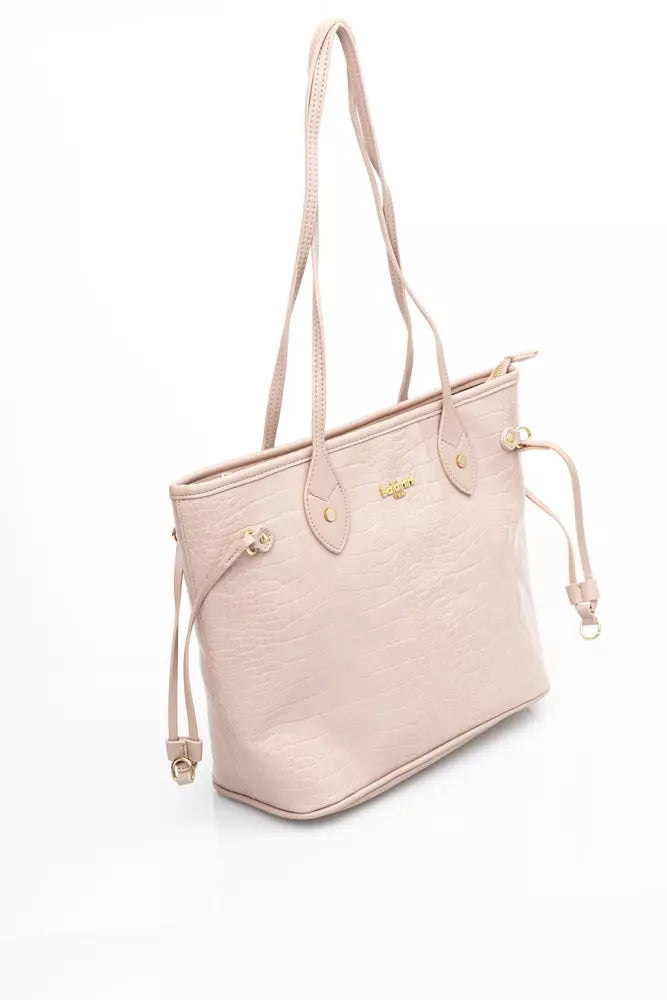 Pink Polyethylene Women Shoulder Bag