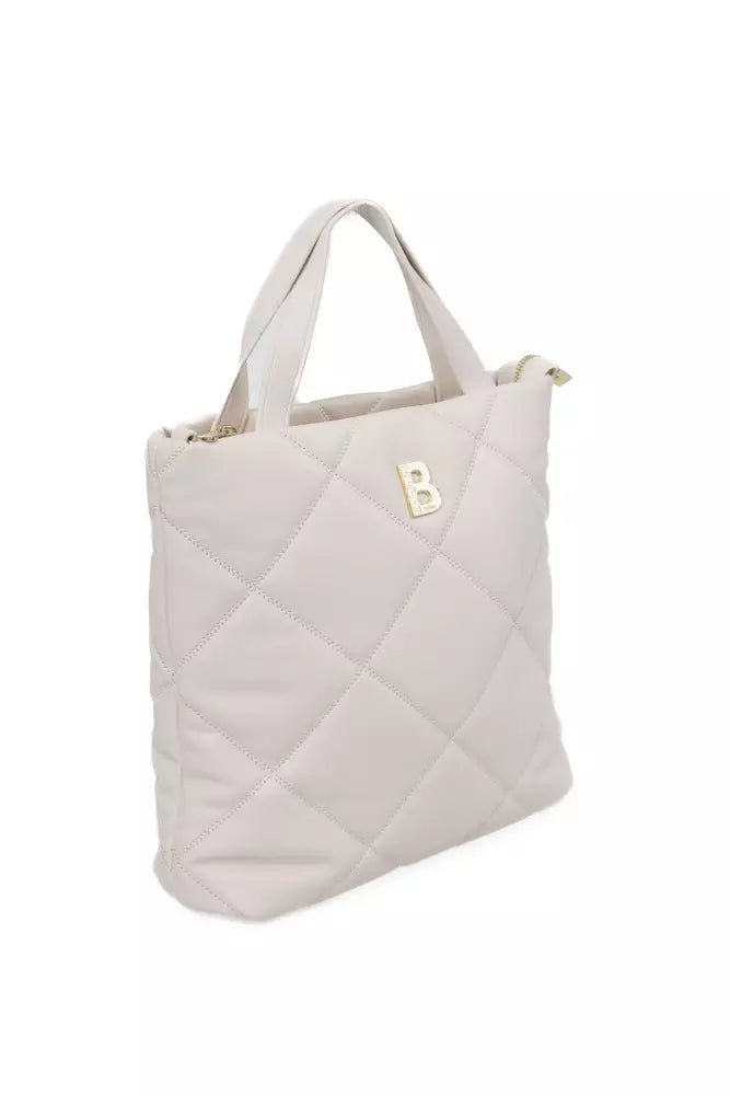 Beige Polyethylene Women Shoulder Bag