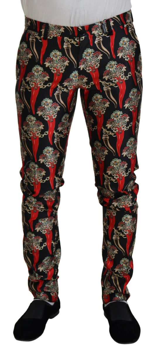 Multicolor Silk Blend Skinny Pants