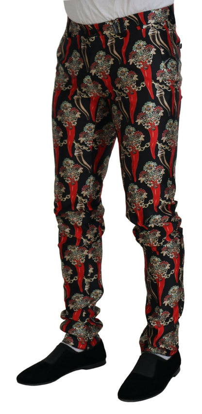 Multicolor Silk Blend Skinny Pants