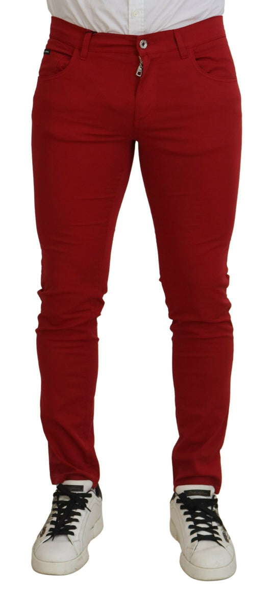 Elegant Skinny Red Denim Jeans