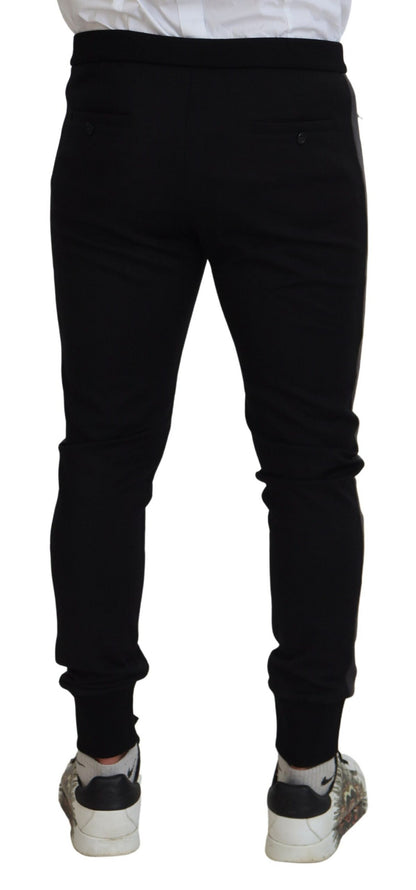 Elegant Black Jogger Pants in Luxe Wool Blend