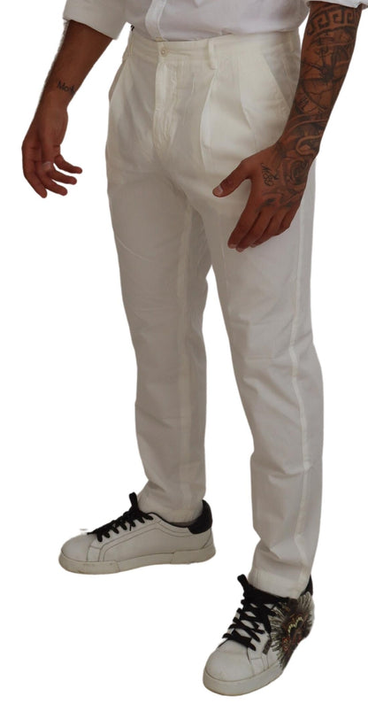 Elegant White Cotton Chino Pants