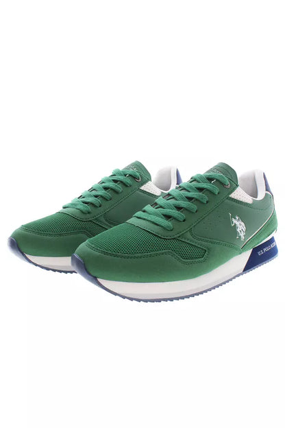 Emerald Green Lace-Up Sports Sneakers