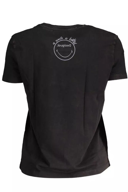 Black Cotton Women T-Shirt