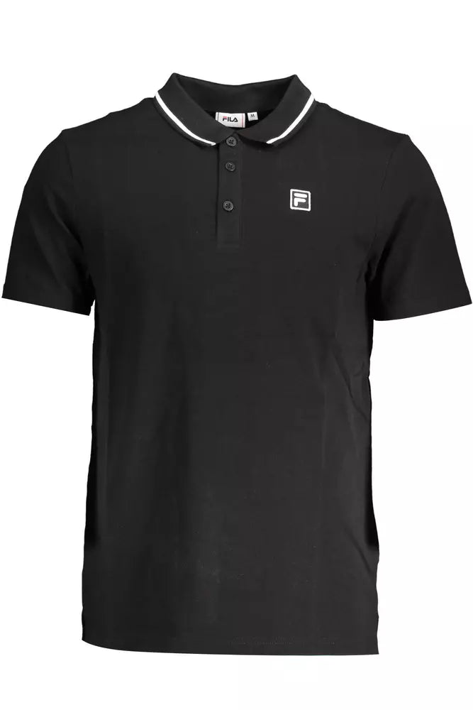 Black Cotton Men Polo