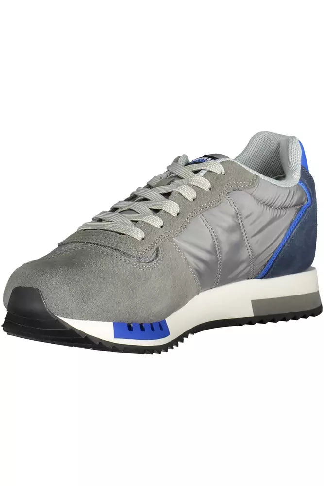 Elegant Gray Sports Sneakers with Contrasting Accents