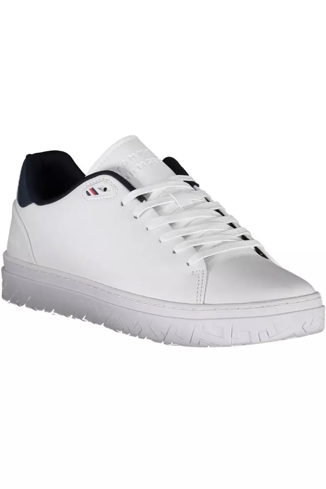 Eco-Conscious White Sneakers with Logo Detail