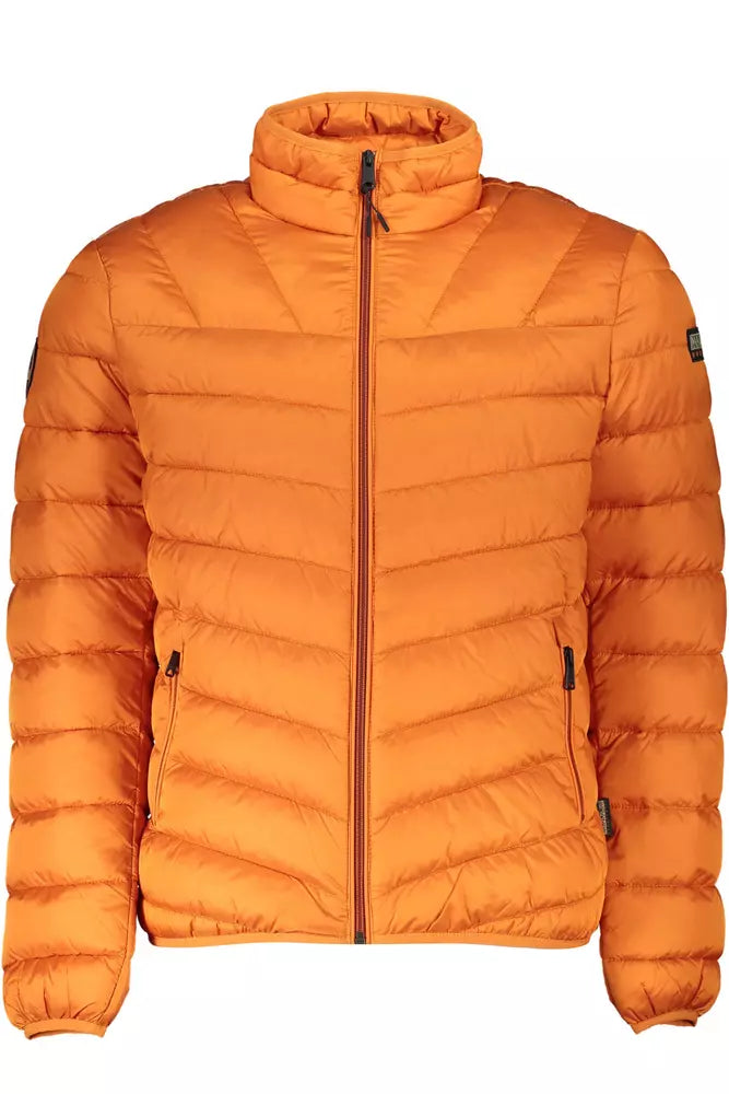 Chic Orange Polyamide Jacket with Pockets