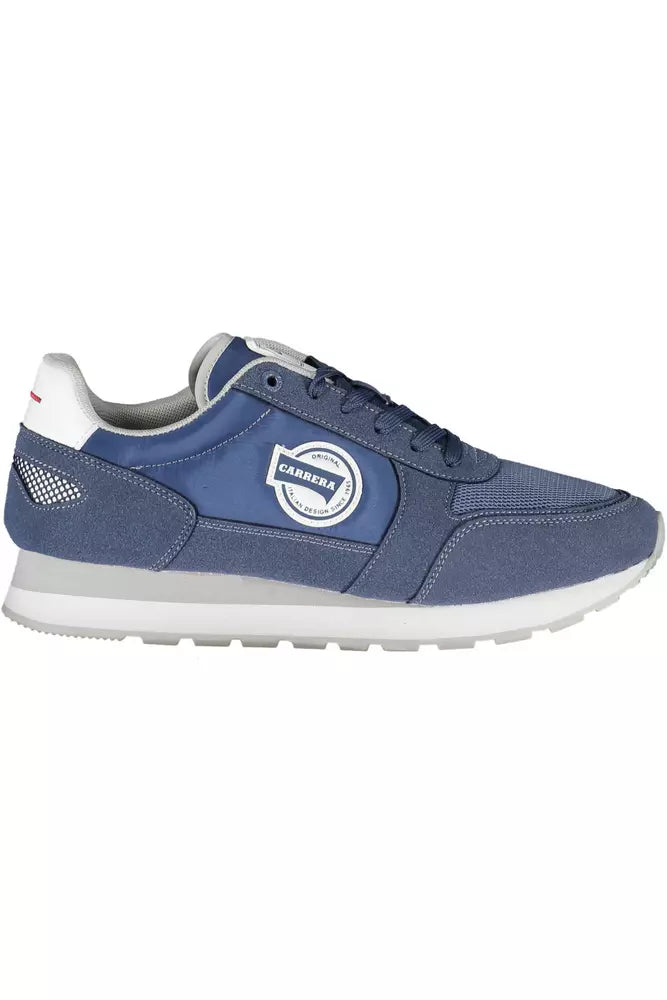 Sleek Blue Sneakers with Eco-Leather Detailing