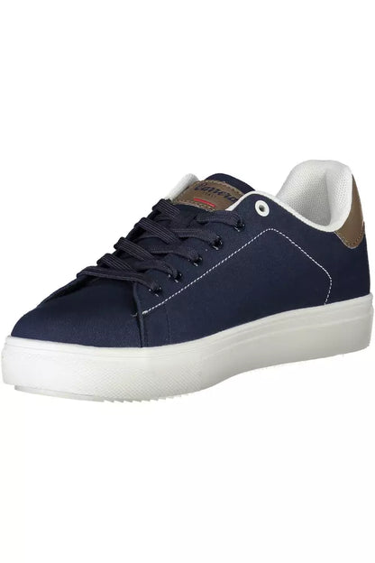 Sleek Blue Sneakers With Eco-Leather Accents