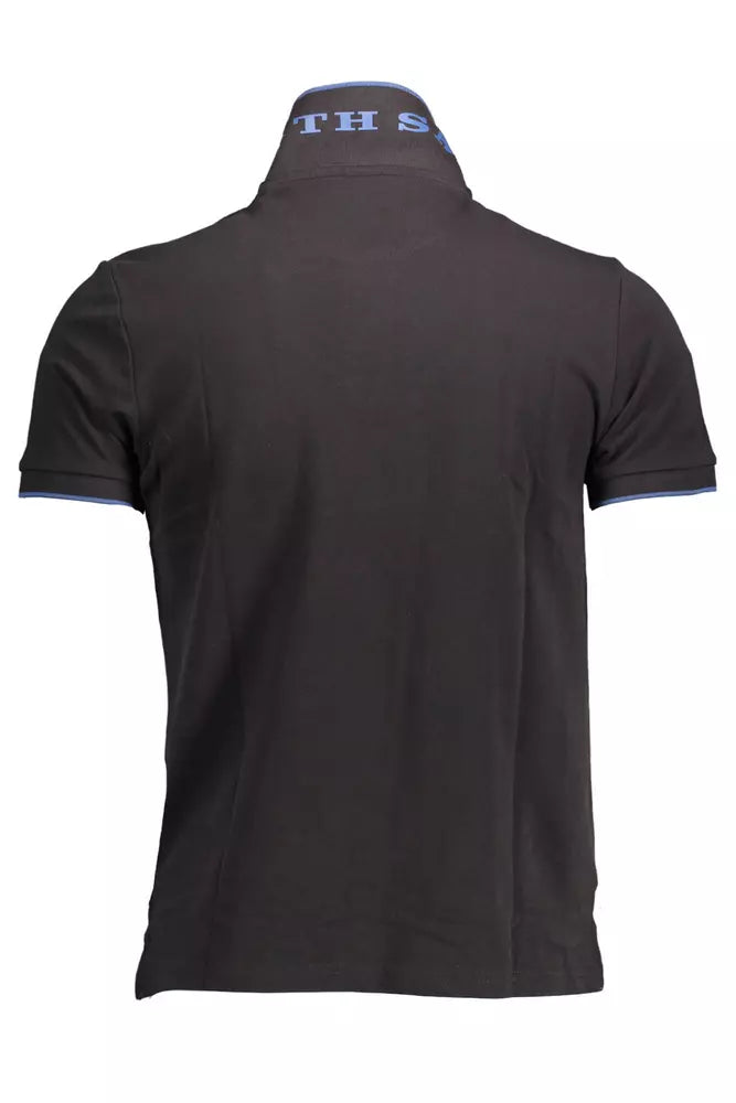 Black Cotton Men Polo Shirt