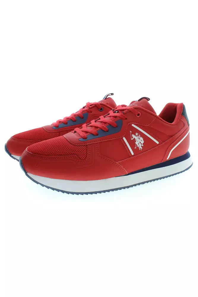 Red Polyester Men Sneaker