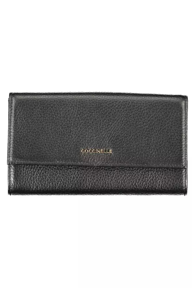 Elegant Dual-Part Leather Wallet in Classic Black