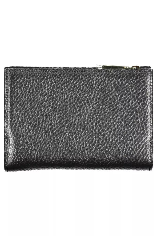 Chic Black Leather Wallet with Multiple Compartments