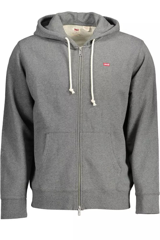 Classic Gray Zip Hoodie with Logo