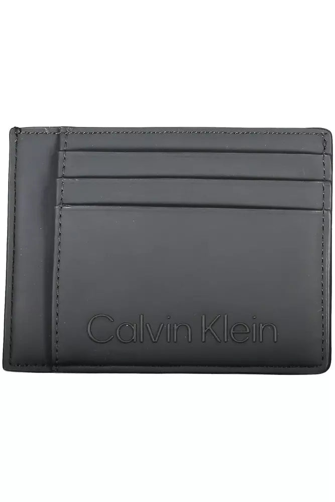 Sleek Black Card Holder with Coin Pocket