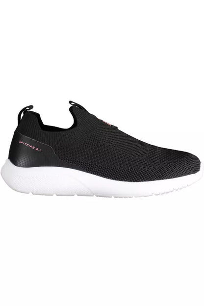 Sleek Black Synthetic Sporty Sneakers