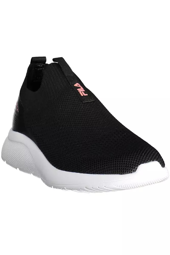 Sleek Black Synthetic Sporty Sneakers