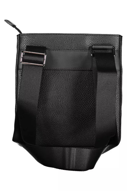 Sleek Black Shoulder Bag with Contrasting Details