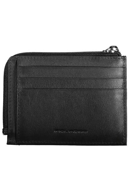 Sleek Black Leather Card Holder with RFID Blocker