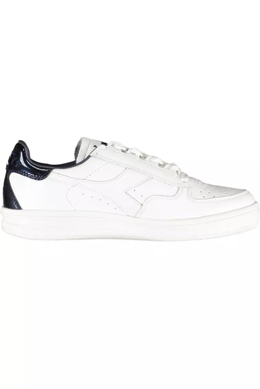 Elegant White Lace-Up Sneakers with Contrast Detail