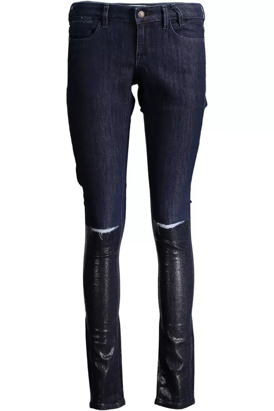 Chic Blue Contrast Detail Jeans