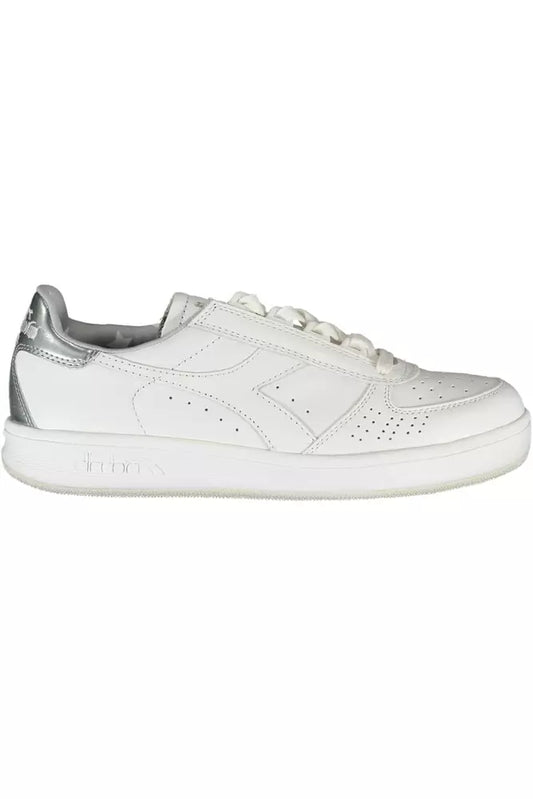 Elegant White Lace-Up Sneakers with Contrast Detail