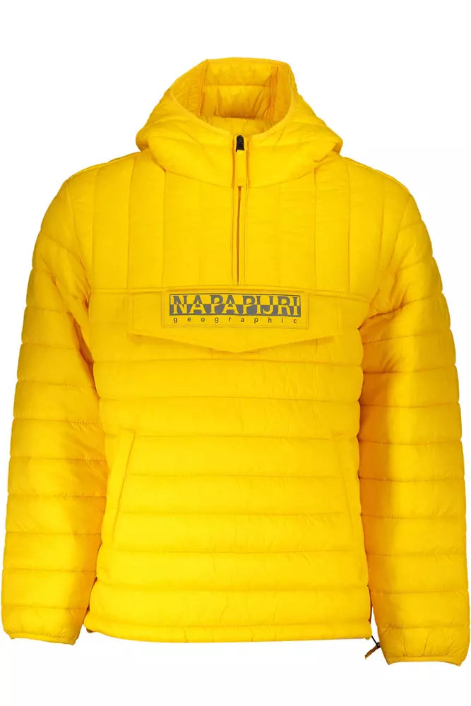 Vibrant Yellow Hooded Jacket with Contrasting Details