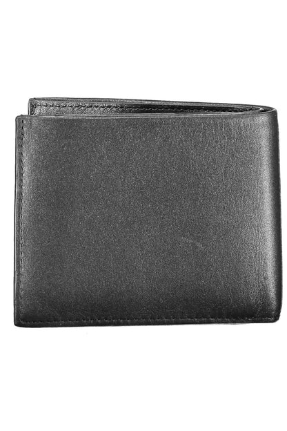 Sleek Black Leather Dual-Compartment Wallet